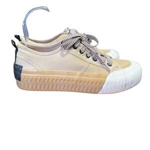 Zara Canvas Gum Sole White Toe Cap Lace Up Tennis Shoe Size 40/9